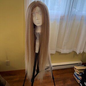 Long Blonde Lace Front Human Hair Blend Wig 🤩